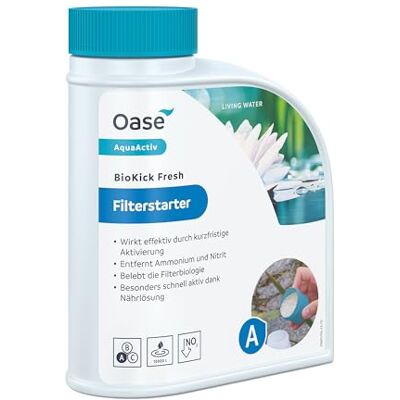 Oase 43145 AquaActiv BioKick Fresh 500 ml voor 10.000 l filterbacteriën/starterbacteriën voor vijver, visvijver, tuinvijver, zwemvijver Oase 43145 AquaActiv BioKick Fresh 500 ml voor 10.000 l filterbacteriën/starterbacteriën voor vijver, visvijver, tuinvijver, zwemvijver