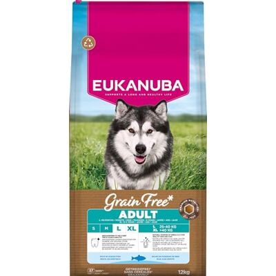 Eukanuba Hondenvoer granenvrij met vis voor grote rassen, premium droogvoer zonder granen voor volwassen honden, 12 kg Eukanuba Hondenvoer granenvrij met vis voor grote rassen, premium droogvoer zonder granen voor volwassen honden, 12 kg
