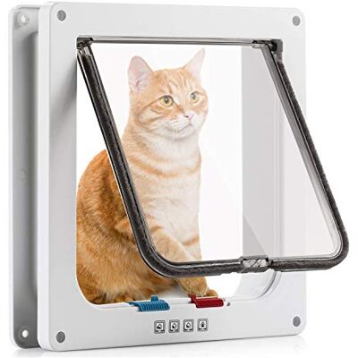 Sailnovo XL Kattendeur (buitenmaat 24,5 x 28,5 x 5,5 cm), kattendeur met 4-voudig slot voor binnen- en buitendeuren, weerbestendig voor katten en honden, kleur Sailnovo XL Kattendeur (buitenmaat 24,5 x 28,5 x 5,5 cm), kattendeur met 4-voudig slot voor binnen- en buitendeuren, weerbestendig voor katten en honden, kleur