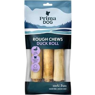 PrimaDog Rough Chews voor Honden, Smaak Eend, Graanvrije Kauwbotten, 225 g PrimaDog Rough Chews voor Honden, Smaak Eend, Graanvrije Kauwbotten, 225 g