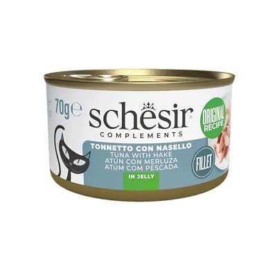 Schesir In jelly, tonijn met aloë 12 x 70 g in blik, compleet natvoer voor katten, dierproefvrij, zonder conserveringsmiddelen, duurzame vissoort Schesir In jelly, tonijn met aloë 12 x 70 g in blik, compleet natvoer voor katten, dierproefvrij, zonder conserveringsmiddelen, duurzame vissoort
