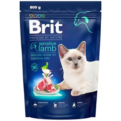 Brit Premium by Nature droogvoer voor gevoelige katten, hypoallergeen kattenvoer, lamsmaak, 800 g Brit Premium by Nature droogvoer voor gevoelige katten, hypoallergeen kattenvoer, lamsmaak, 800 g