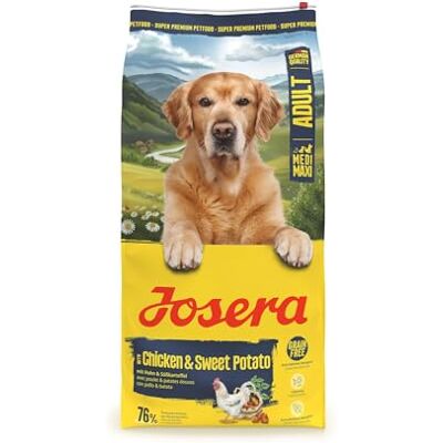 Josera Kip & zoete aardappel, 12,5 kg, droogvoer voor volwassen honden Adult MediMax Graanvrij premium voer voor sportieve honden van middelgrote en grote rassen, rijk aan eiwitten met erwten Josera Kip & zoete aardappel, 12,5 kg, droogvoer voor volwassen honden Adult MediMax Graanvrij premium voer voor sportieve honden van middelgrote en grote rassen, rijk aan eiwitten met erwten