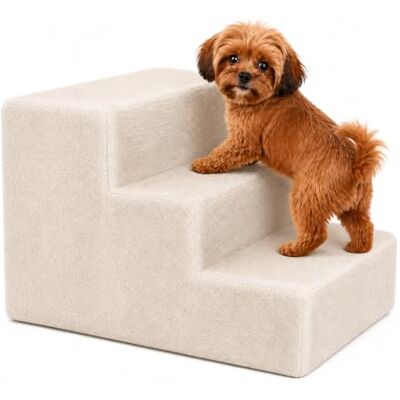 lionto Huisdierentrap met pluche hoes, 46 x 36 x 34 cm, robuuste hondentrap met lage traphoogte van 10 cm, ontziet de gewrichten, afneembare en wasbare hoes, trap is belastbaar tot 50 kg, beige lionto Huisdierentrap met pluche hoes, 46 x 36 x 34 cm, robuuste hondentrap met lage traphoogte van 10 cm, ontziet de gewrichten, afneembare en wasbare hoes, trap is belastbaar tot 50 kg, beige