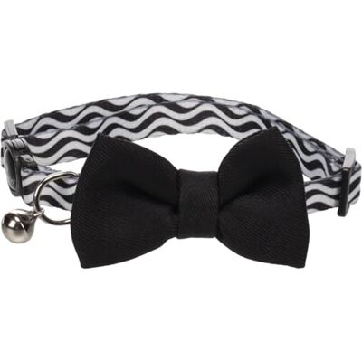 Flamingo Kat Halsband met strik Kamil Zwart 20-35cm 10mm Flamingo Kat Halsband met strik Kamil Zwart 20-35cm 10mm