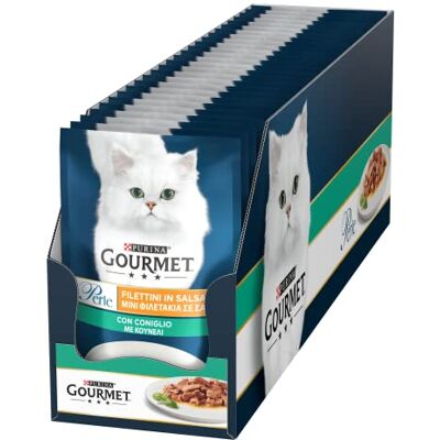 Purina Gourmet Perle natvoer voor volwassen katten, filetins in saus met konijnen, 26 zakjes à 85 g Purina Gourmet Perle natvoer voor volwassen katten, filetins in saus met konijnen, 26 zakjes à 85 g