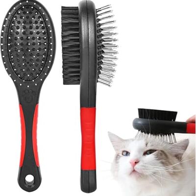 PARENCE . Dubbelzijdige borstel voor honden en katten – 2-in-1 vachtverzorging, metalen pennen en zachte haren, verwijdert losse haren en maakt de vacht glad PARENCE . Dubbelzijdige borstel voor honden en katten – 2-in-1 vachtverzorging, metalen pennen en zachte haren, verwijdert losse haren en maakt de vacht glad