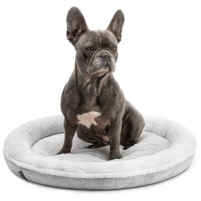 lionto Hondenmandje rond in donutvorm, Ø 65 cm, huisdierenkussen voor honden & katten met wasbare hoes & anti-slip noppen, knus hondenbed van Oxford-linnen & pluche, Grijs lionto Hondenmandje rond in donutvorm, Ø 65 cm, huisdierenkussen voor honden & katten met wasbare hoes & anti-slip noppen, knus hondenbed van Oxford-linnen & pluche, Grijs
