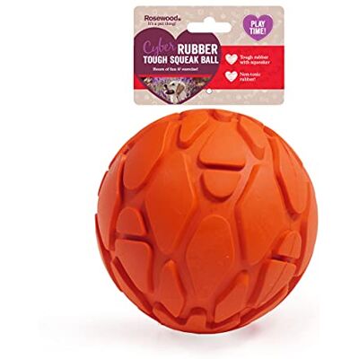 Rosewood Cyber Rubber Tough Rubber Squeak Ball voor honden Rosewood Cyber Rubber Tough Rubber Squeak Ball voor honden