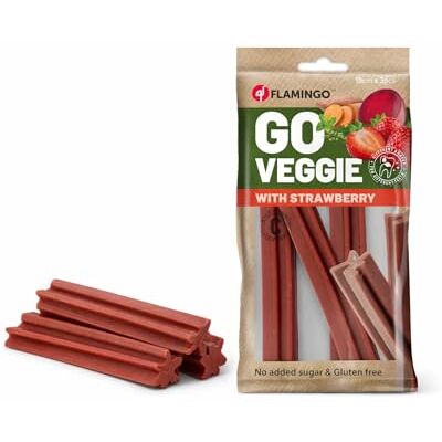 Flamingo VEGGIE STAAF MET AARDBEI 18CM 3ST 150GR Flamingo VEGGIE STAAF MET AARDBEI 18CM 3ST 150GR