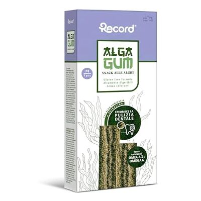 Record Dental Snack voor honden "Alga Gum" met laminaria en spirulina, M, 7 sticks. kauwsnack met anti-plaque effect, tandsteenbescherming en tegen slechte adem, rijk aan omega 3-6, natuurlijk en Record Dental Snack voor honden "Alga Gum" met laminaria en spirulina, M, 7 sticks. kauwsnack met anti-plaque effect, tandsteenbescherming en tegen slechte adem, rijk aan omega 3-6, natuurlijk en