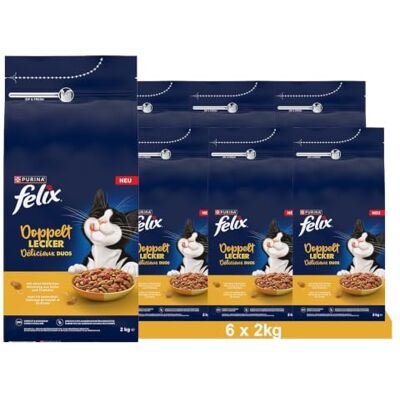 Felix Dubbel lekker kattenvoer, droog met kip en kalkoen en rijk aan rode biet, 6 stuks (6 x 2 kg) Kattenvoer droog Felix Dubbel lekker kattenvoer, droog met kip en kalkoen en rijk aan rode biet, 6 stuks (6 x 2 kg) Kattenvoer droog