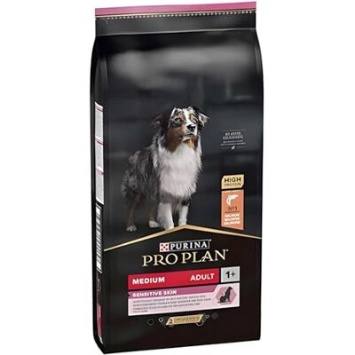 Pro Plan Purina Medium Adult Sensitive Skin, droog hondenvoer, rijk aan zalm, voor gevoelige honden, per stuk verpakt (1 x 10 kg) Pro Plan Purina Medium Adult Sensitive Skin, droog hondenvoer, rijk aan zalm, voor gevoelige honden, per stuk verpakt (1 x 10 kg)