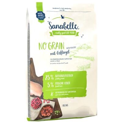 Sanabelle No Grain met gevogelte Kattendroogvoer voor voedingsgevoelige katten, verpakking van 4 stuks (1 x 10 kg) Sanabelle No Grain met gevogelte Kattendroogvoer voor voedingsgevoelige katten, verpakking van 4 stuks (1 x 10 kg)