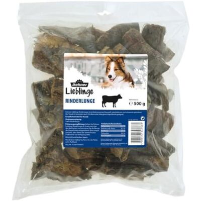 Dehner Favoriete hondensnack, lekkernijen 100% natuurlijk, kauwsnack voor oudere honden, runderlongen, 500 g Dehner Favoriete hondensnack, lekkernijen 100% natuurlijk, kauwsnack voor oudere honden, runderlongen, 500 g