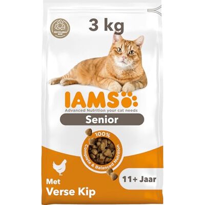 IAMS Advanced Nutrition 11+ Years droogvoer met verse kip voor katten, 3 kg IAMS Advanced Nutrition 11+ Years droogvoer met verse kip voor katten, 3 kg