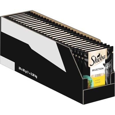 Sheba Sauce Collection nat kattenvoer in portiezak met kip 28x85g Sheba Sauce Collection nat kattenvoer in portiezak met kip 28x85g