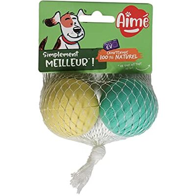 Aimé Aime Set van 2 hondenballen, rubber, 100% natuurlijk, duurzaam, duurzaam, 5 cm Aimé Aime Set van 2 hondenballen, rubber, 100% natuurlijk, duurzaam, duurzaam, 5 cm