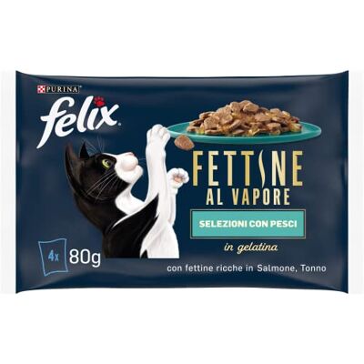 Felix Purina Stoom natvoer voor katten met zalm en tonijn, 48 zakjes à 80 g Felix Purina Stoom natvoer voor katten met zalm en tonijn, 48 zakjes à 80 g