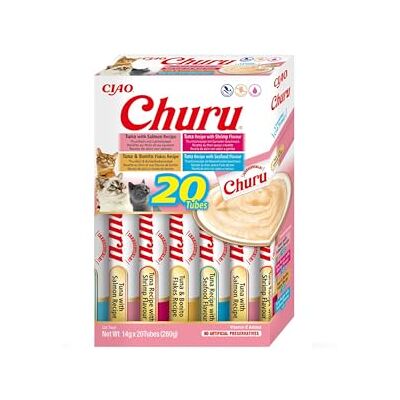 INABA CIAO Churu Creamy Puree Kattensnack Liquid Zeevruchten 20x14g Kattensnoepjes, hoogwaardige ingrediënten, rijk aan vocht en eiwit, caloriearm, graanvrij, suikervrij, geen bijproducten INABA CIAO Churu Creamy Puree Kattensnack Liquid Zeevruchten 20x14g Kattensnoepjes, hoogwaardige ingrediënten, rijk aan vocht en eiwit, caloriearm, graanvrij, suikervrij, geen bijproducten