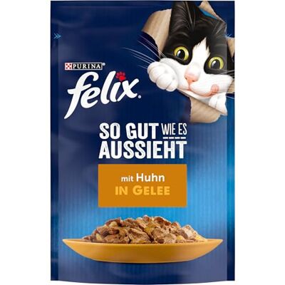 Felix Zogoed als het eruit ziet Senior kattenvoer nat in gelei, met kip, 26 stuks (26 x 85 g) Kattenvoer nat Felix Zogoed als het eruit ziet Senior kattenvoer nat in gelei, met kip, 26 stuks (26 x 85 g) Kattenvoer nat