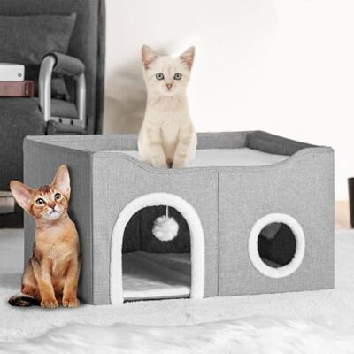 BAKAJI Kattenhuis met Dubbele Ingang - Ruim en Draagbaar BAKAJI Kattenhuis met Dubbele Ingang - Ruim en Draagbaar