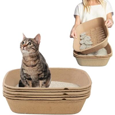 Kitty Sift (set van 1 kattenbak en 5 zeefvoeringen) duurzaam, schoon, zeven, wegwerp-kattenbakset groot, 6-delige set Kitty Sift (set van 1 kattenbak en 5 zeefvoeringen) duurzaam, schoon, zeven, wegwerp-kattenbakset groot, 6-delige set