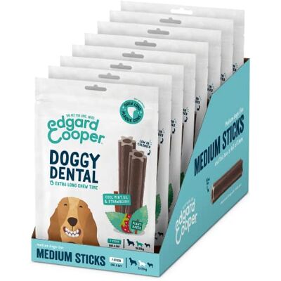 Edgard & Cooper Treats Dental Stick, Medium Mint and Strawberry (8 x 7 stick pack), Natuurlijke honden kauwsticks, Gebitshygiëne, Eén per dag, Caloriearm, Frisse adem Edgard & Cooper Treats Dental Stick, Medium Mint and Strawberry (8 x 7 stick pack), Natuurlijke honden kauwsticks, Gebitshygiëne, Eén per dag, Caloriearm, Frisse adem