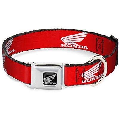 Buckle-Down Hondenhalsband, veiligheidsgordel, gesp, Honda motorfiets, logo, rood/wit, in verstelbare maten voor kleine, middelgrote en grote honden, 1,5 breed, past voor 16-23 hals, medium, Buckle-Down Hondenhalsband, veiligheidsgordel, gesp, Honda motorfiets, logo, rood/wit, in verstelbare maten voor kleine, middelgrote en grote honden, 1,5 breed, past voor 16-23 hals, medium,