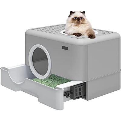 YITAHOME Grote afgesloten kattenbak met dekselhoes, geurloos, anti-spatten kattentoilet met lade, kattentoilet met lade kattenbak, vooringang, bovendeur, eenvoudig te installeren en schoon te maken YITAHOME Grote afgesloten kattenbak met dekselhoes, geurloos, anti-spatten kattentoilet met lade, kattentoilet met lade kattenbak, vooringang, bovendeur, eenvoudig te installeren en schoon te maken