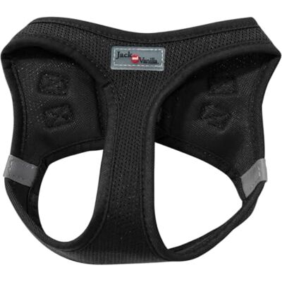 JACK AND VANILLA , Comfortabel mesh-harnas voor dieren, verstelbaar 55-62 cm, elegant en veilig design, gemakkelijk aan te trekken, kleur zwart, maat XL, model Expeditie JACK AND VANILLA , Comfortabel mesh-harnas voor dieren, verstelbaar 55-62 cm, elegant en veilig design, gemakkelijk aan te trekken, kleur zwart, maat XL, model Expeditie