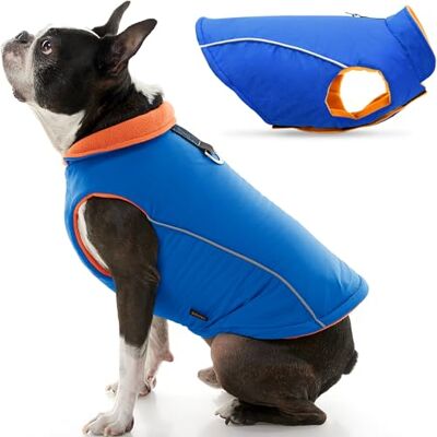 GOOBY Sportvest met fleece gevoerd, voor kleine honden, jas voor koud weer, mantel met reflecterende voering, blauw, maat M GOOBY Sportvest met fleece gevoerd, voor kleine honden, jas voor koud weer, mantel met reflecterende voering, blauw, maat M