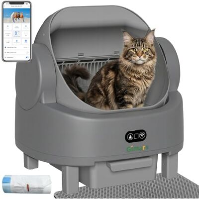 Gimars Open Top Design Zelfreinigende Kattenbak, Automatische Kattenbak voor Meerdere Katten & Senior Katten, App Controle met Veiligheidssensoren, Lage Geur, Inclusief Vuilniszakken & Kattenbak Gimars Open Top Design Zelfreinigende Kattenbak, Automatische Kattenbak voor Meerdere Katten & Senior Katten, App Controle met Veiligheidssensoren, Lage Geur, Inclusief Vuilniszakken & Kattenbak