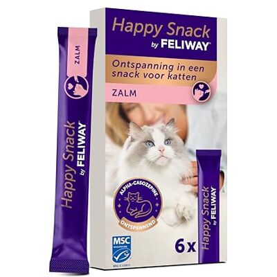 FELIWAY Happy Snack by zalmsmaak 6 sticks- Heerlijke romige kattensnack met ontspannend effect Helpt jouw kat zich rustiger te voelen en bevordert het emotionele welzijn FELIWAY Happy Snack by zalmsmaak 6 sticks- Heerlijke romige kattensnack met ontspannend effect Helpt jouw kat zich rustiger te voelen en bevordert het emotionele welzijn