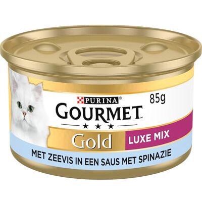 Gourmet Gold Luxe Mix Zeevis/Spinazie Katten natvoer (24 x 85g) Gourmet Gold Luxe Mix Zeevis/Spinazie Katten natvoer (24 x 85g)