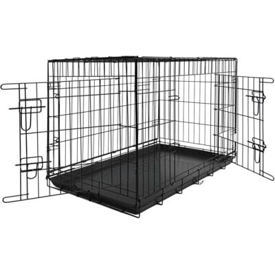JACK AND VANILLA , Opvouwbare kooi met 2 deuren voor dieren, robuust metaal, gemakkelijk op te bergen, veilig met ventilatie, ideaal voor middelgrote tot grote honden, 107 x 71 x 77 cm, zwart, JACK AND VANILLA , Opvouwbare kooi met 2 deuren voor dieren, robuust metaal, gemakkelijk op te bergen, veilig met ventilatie, ideaal voor middelgrote tot grote honden, 107 x 71 x 77 cm, zwart,