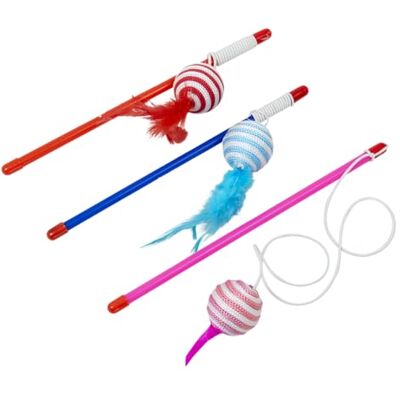 JACK AND VANILLA , Bal met veer voor katten en honden, interactief speelgoed, duurzaam en niet giftig, stimuleert het jachtinstinct, 46 cm, heldere kleuren, model Fun Danglers JACK AND VANILLA , Bal met veer voor katten en honden, interactief speelgoed, duurzaam en niet giftig, stimuleert het jachtinstinct, 46 cm, heldere kleuren, model Fun Danglers