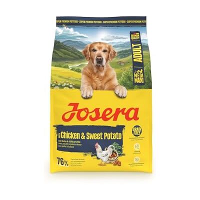 Josera Adult kip & zoete aardappel (1 x 3 kg) Premium droogvoer voor volwassen en sportieve honden van middelgrote en grote rassen met erwt & zonder aardappel graanvrij 1 stuk verpakt Adult MediMax Graanvrij premium voer voor sportieve honden va Josera Adult kip & zoete aardappel (1 x 3 kg) Premium droogvoer voor volwassen en sportieve honden van middelgrote en grote rassen met erwt & zonder aardappel graanvrij 1 stuk verpakt Adult MediMax Graanvrij premium voer voor sportieve honden va
