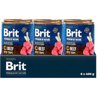 Brit Premium by Nature Rind & Pansen Natvoer voor volwassen honden, volledig voer, 6 x 400 g Brit Premium by Nature Rind & Pansen Natvoer voor volwassen honden, volledig voer, 6 x 400 g