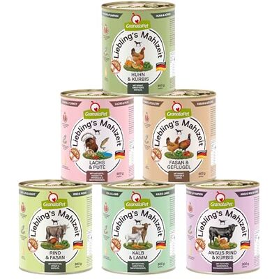GranataPet Liebling's Mahlzeit Multipack 2 (2026), 6 x 800 g Compleet voer, graanvrij, zonder toegevoegde suiker, made in Germany GranataPet Liebling's Mahlzeit Multipack 2 (2026), 6 x 800 g Compleet voer, graanvrij, zonder toegevoegde suiker, made in Germany