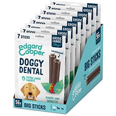 Edgard & Cooper Snacks 56 tandheelkundige sticks, grote hond, natuurlijk, 8 x 7 kauwstokken, tandverzorging, munt en aardbei, eenmaal per dag, caloriearm, lang kauwen efficiënt, frisse adem Edgard & Cooper Snacks 56 tandheelkundige sticks, grote hond, natuurlijk, 8 x 7 kauwstokken, tandverzorging, munt en aardbei, eenmaal per dag, caloriearm, lang kauwen efficiënt, frisse adem