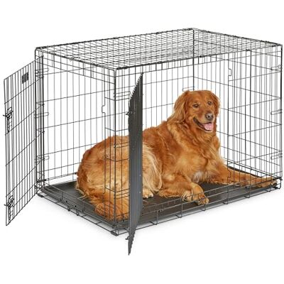 MidWest Homes for Pets iCrate 1542DDU Nieuwe geoptimaliseerde hondenkooi met dubbele deur, lekvrij dienblad, beschermvoeten, lengte 106,7 cm, zwart MidWest Homes for Pets iCrate 1542DDU Nieuwe geoptimaliseerde hondenkooi met dubbele deur, lekvrij dienblad, beschermvoeten, lengte 106,7 cm, zwart