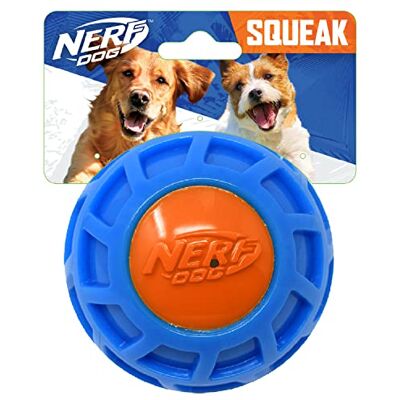 Nerf Dog 4" TPR EXO Squeak Ball Blauw/Oranje, Grote Rassen Nerf Dog 4" TPR EXO Squeak Ball Blauw/Oranje, Grote Rassen