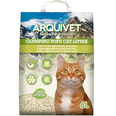Arquivet Tofu Kattenbakvulling, 6 l, verpakking met 6 stuks, bindmiddel en absorberend Arquivet Tofu Kattenbakvulling, 6 l, verpakking met 6 stuks, bindmiddel en absorberend