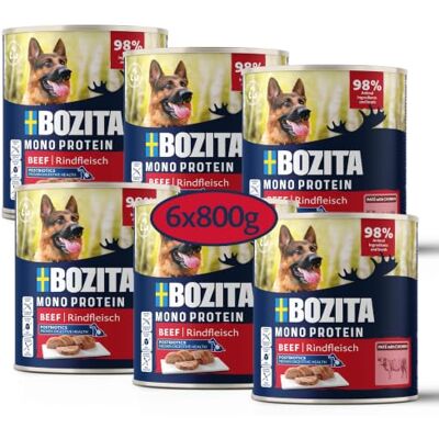 Bozita Hondenpaté alleen rundvlees, 6 x 800 g, volwaardig natvoer met postbiotica voor de hond als single proteïne, natvoer voor grote honden, compleet voer Bozita Hondenpaté alleen rundvlees, 6 x 800 g, volwaardig natvoer met postbiotica voor de hond als single proteïne, natvoer voor grote honden, compleet voer