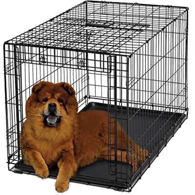 MidWest Homes for Pets Intermediate Ovation Single Door Folding Dog Crate, 36-Inches, Space-Saving Patented Up & Away Door, Leak-Proof Pan, Divider Panel, Black MidWest Homes for Pets Intermediate Ovation Single Door Folding Dog Crate, 36-Inches, Space-Saving Patented Up & Away Door, Leak-Proof Pan, Divider Panel, Black