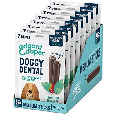 Edgard & Cooper Kauwstang voor honden, tandverzorging, honden, 56 tandstokken, tandenstokken, kleine hond, 7 sticks x 8 munt & aardbeien, frisse adem, sterke tanden, lang aanhoudend kauwen Edgard & Cooper Kauwstang voor honden, tandverzorging, honden, 56 tandstokken, tandenstokken, kleine hond, 7 sticks x 8 munt & aardbeien, frisse adem, sterke tanden, lang aanhoudend kauwen