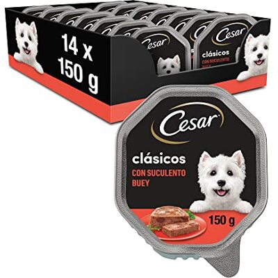 Cesar Natvoer voor honden, ossmaak in paté (verpakking met 14 containers x 150 g) Cesar Natvoer voor honden, ossmaak in paté (verpakking met 14 containers x 150 g)