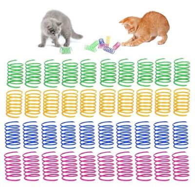 GEFIRE Set van 40 interactief kattenspeelgoed, kleurrijk, spiraalvormig, duurzaam, voor katten, fantasiecadeau (4 kleuren) GEFIRE Set van 40 interactief kattenspeelgoed, kleurrijk, spiraalvormig, duurzaam, voor katten, fantasiecadeau (4 kleuren)