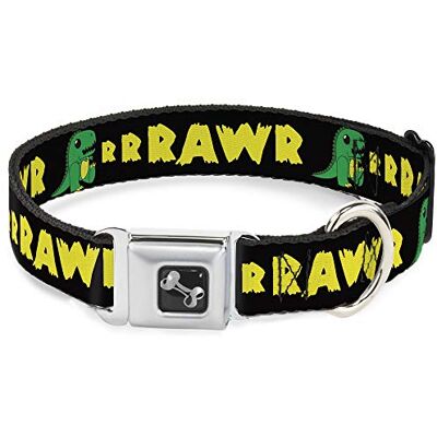 Buckle-Down Seatbelt Gesp Hond Kraag RRRAWR Dinosaur Zwart/Groen/Geel, 1" Wide Fits 9-15" Neck Small, Dinosaurussen Buckle-Down Seatbelt Gesp Hond Kraag RRRAWR Dinosaur Zwart/Groen/Geel, 1" Wide Fits 9-15" Neck Small, Dinosaurussen